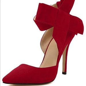 Red Suede Stilettos